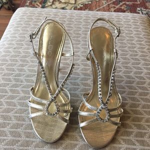 ALDO Gold with Gemstones Strappy Stilettos Size 35